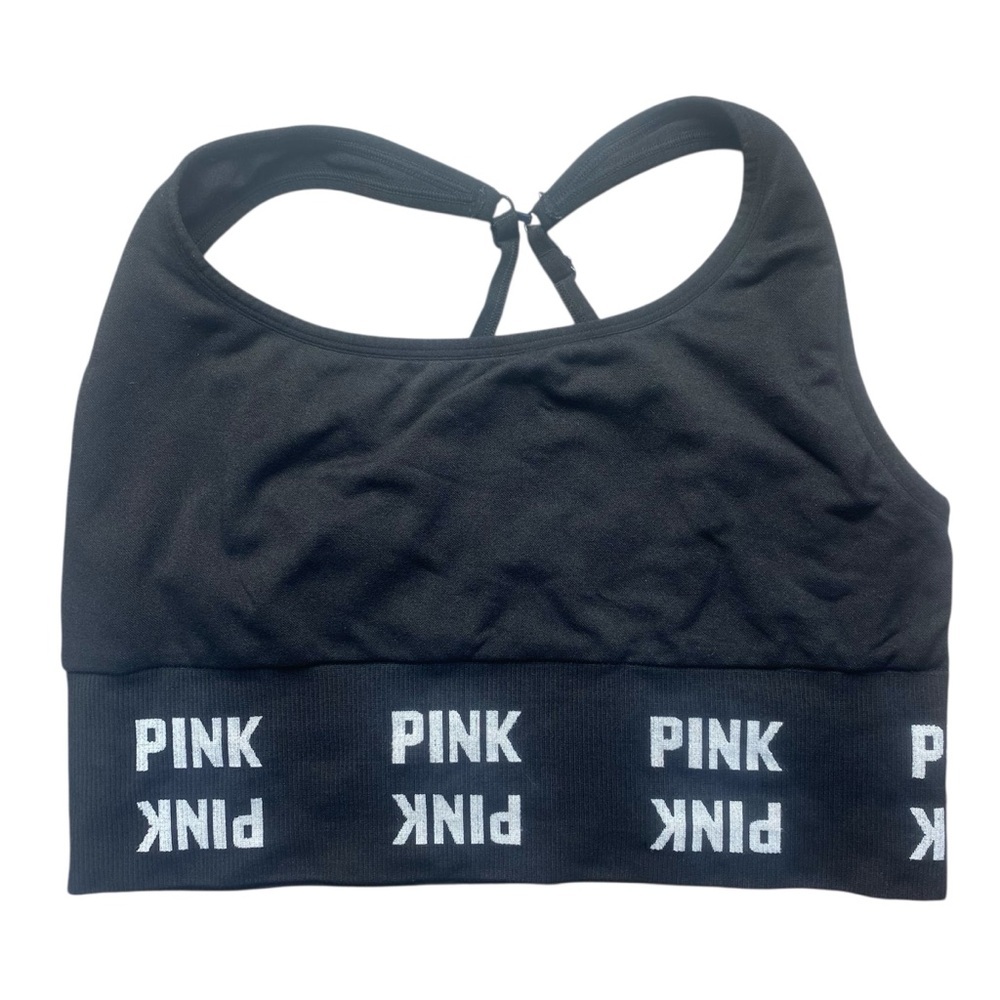 Victoria’s Secret PINK Active‎ Black Logo Sports Bra XL